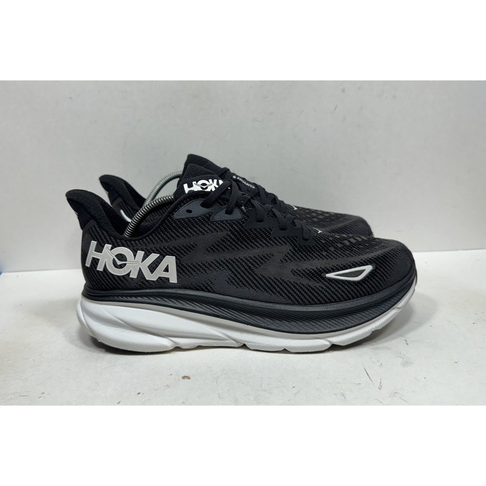 Hoka One One Clifton 9 Men's Size 11 2E Wide Black White Shoes 1132210 BWHT